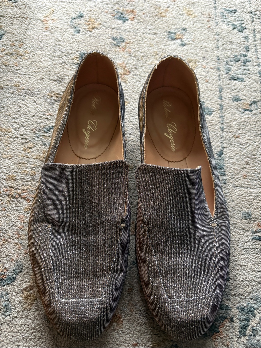 Women's Silver Sparkle Slip-On Loafers by Robert Clergerie
